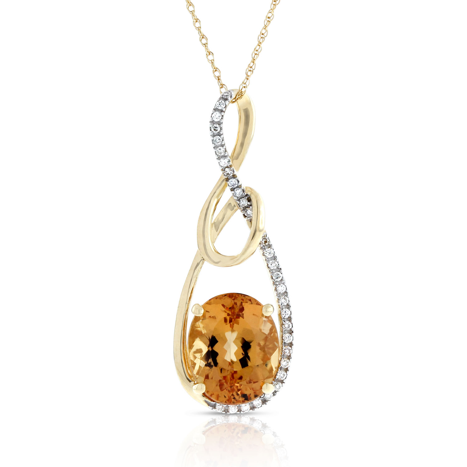Oval Topaz & Diamond Drop Pendant 14K Ben Bridge Jeweler