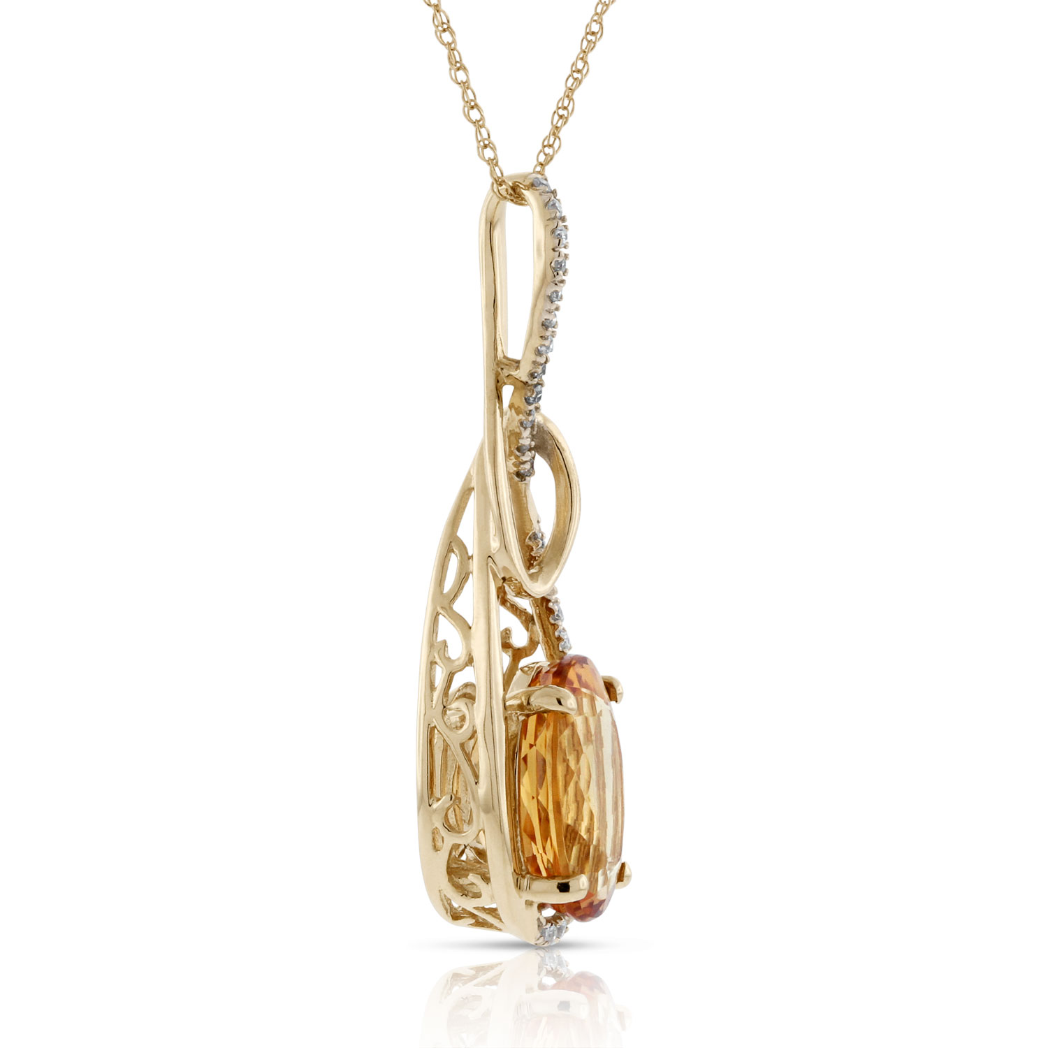Oval Topaz & Diamond Drop Pendant 14K Ben Bridge Jeweler