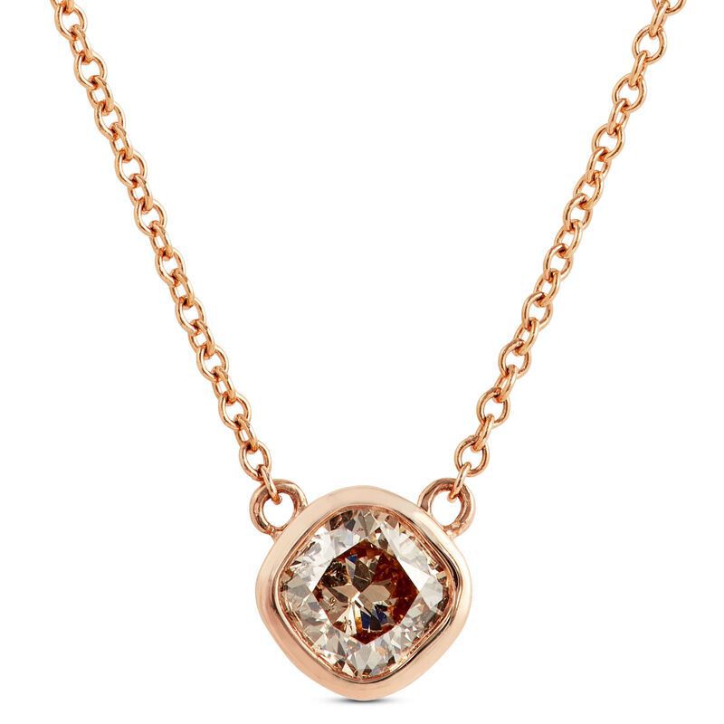 brown diamond necklace with bezel setting