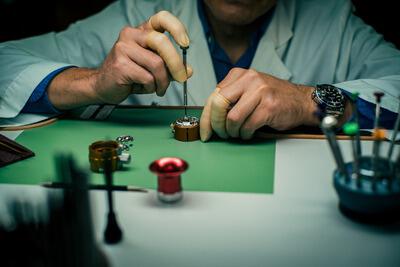 Watchmaker working on a watch repair