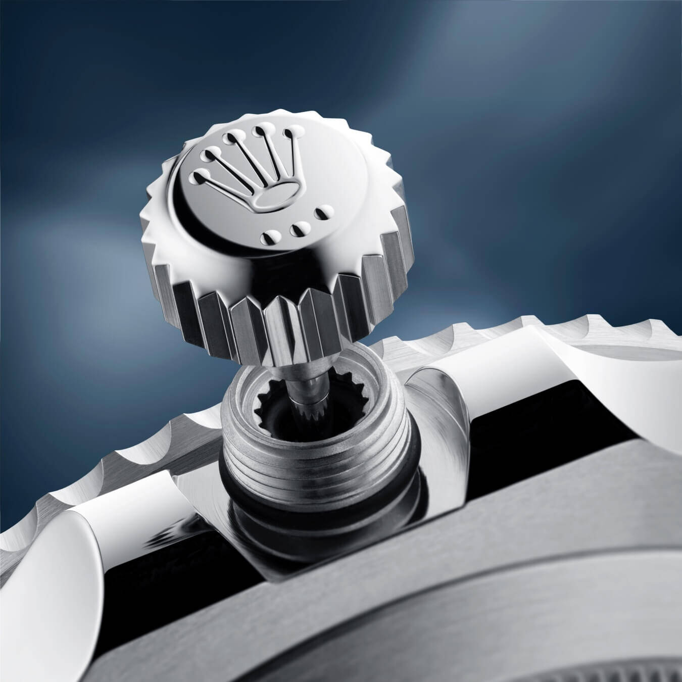 The Rolex Submariner's Triplock winding crows