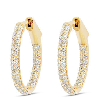 17mm Inside Out Diamond Hoops, 14K Yellow Gold | Ben Bridge Jeweler