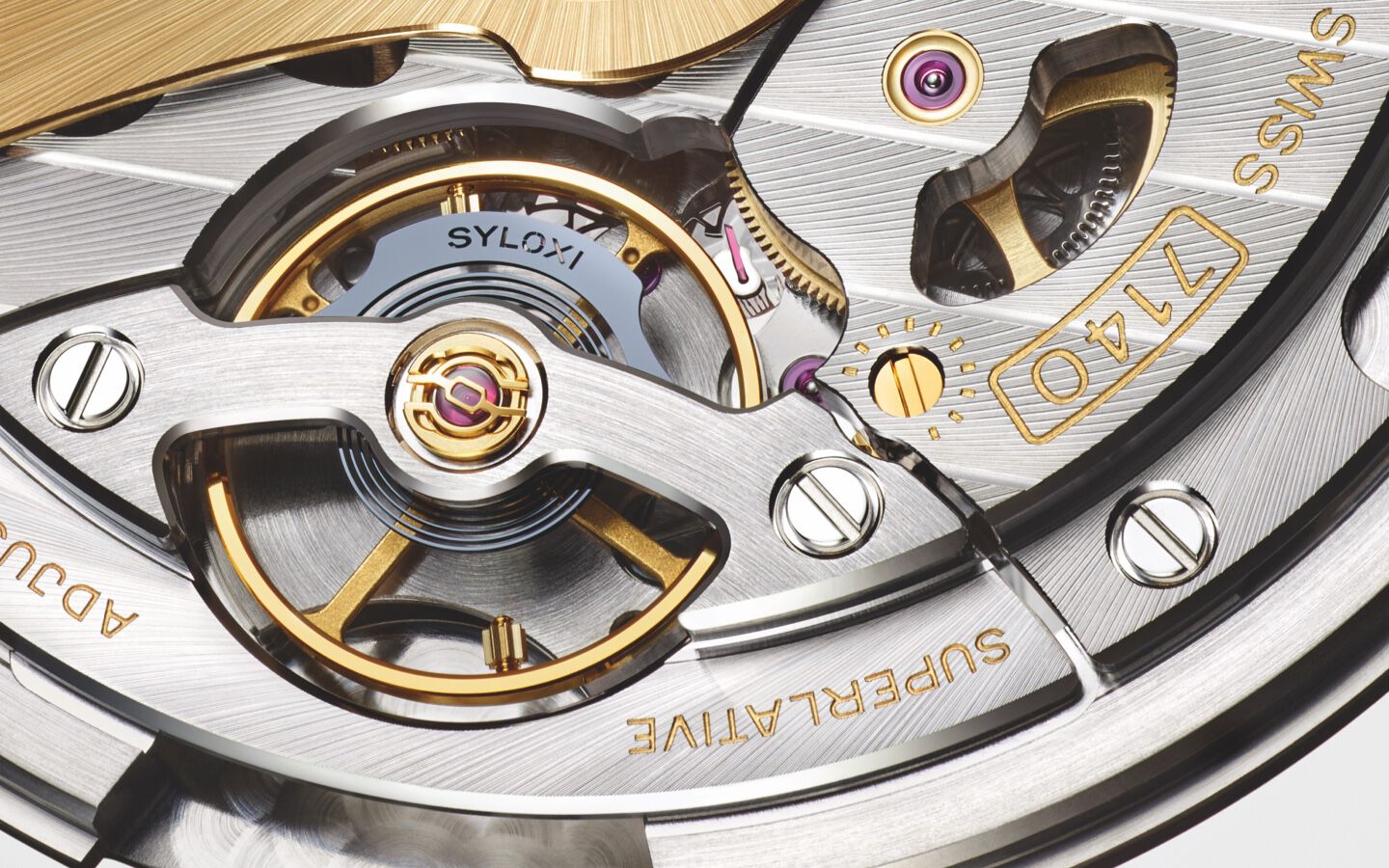 close up of Rolex calibre 7140 movement. 