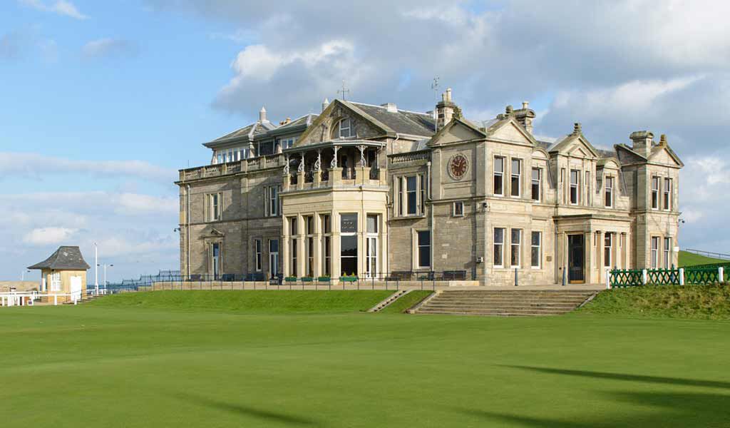 The clubhouse of golf's oldest major tournament, The Open. 