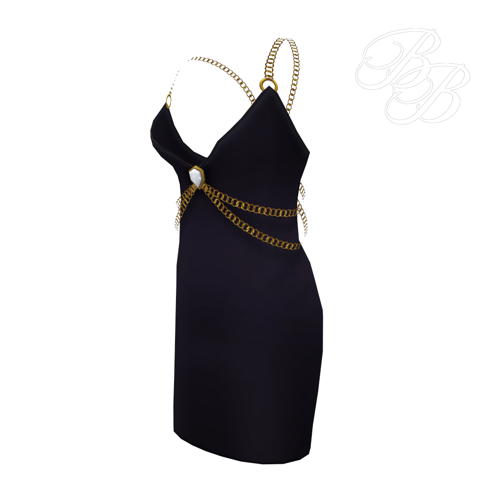 Metaverse wearable back dress with gold chains