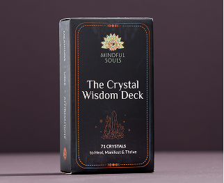 A box containing a crystal cards beck from Mindful Souls