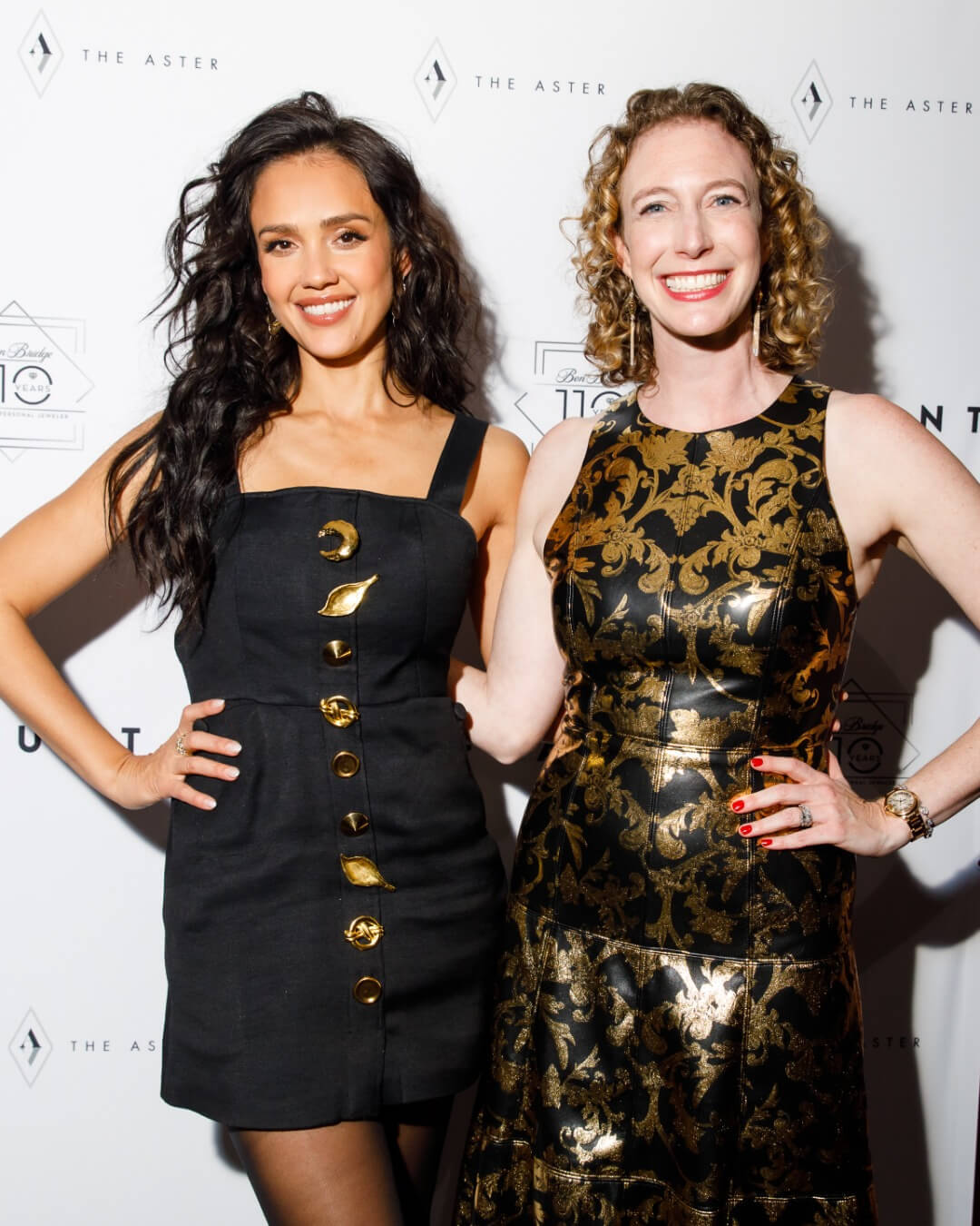 Actor Jessica Alba and Ben Bridge CEO Lisa Bridge at the Flaunt Launch Party red carpet