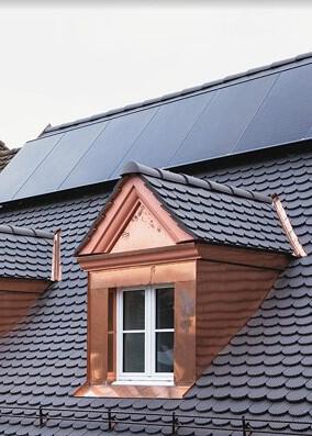 Solar panels on roof of house