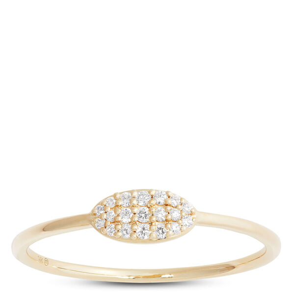 Oval Pave Diamond Ring, 14K Yellow Gold