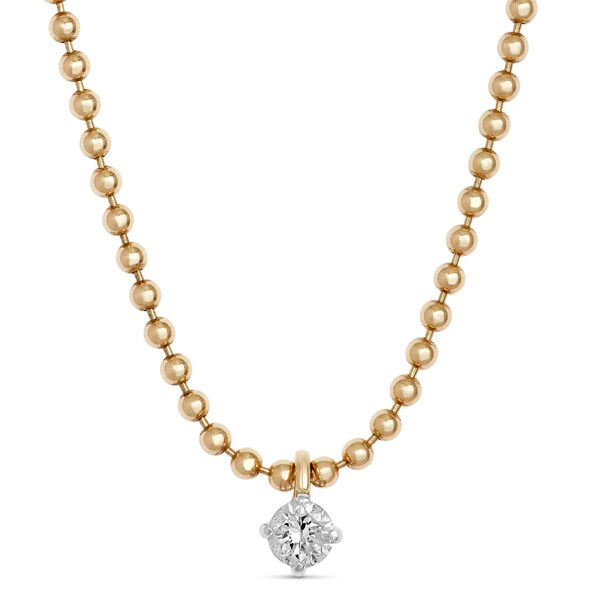 Ikuma Canadian Diamond Solitaire Beaded Chain Necklace, 14K Yellow Gold