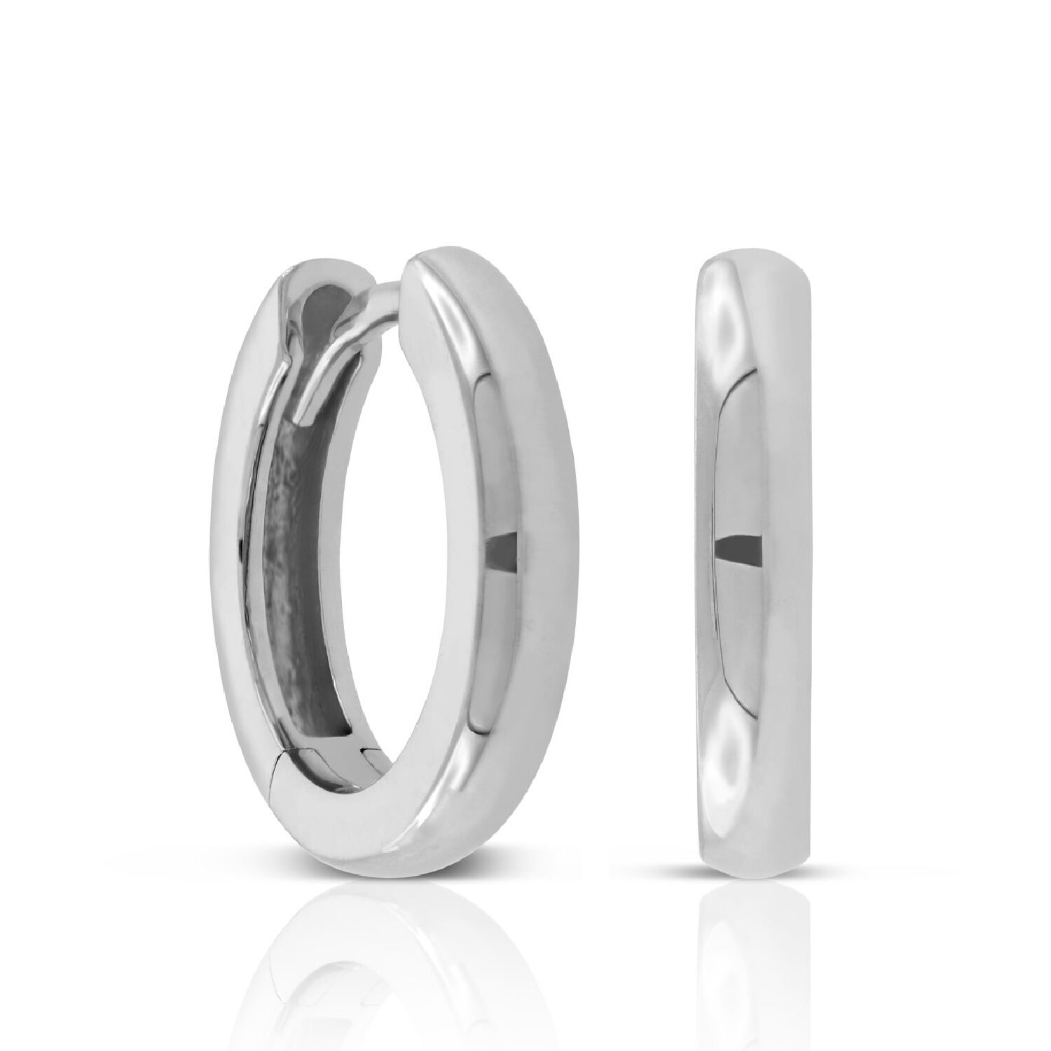 Huggie Hoop Earrings 14K White Gold