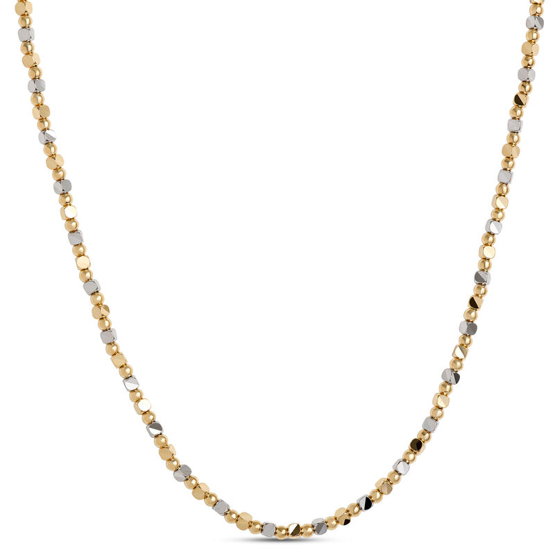 Toscano 18-Inch Tri-Color Cube Bead Necklace, 14K Gold image number 0