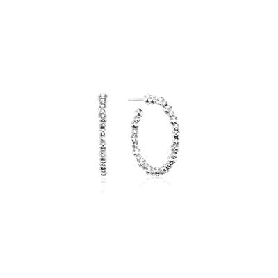 Platinum Born 20MM Diamond Cut Hoop Earrings