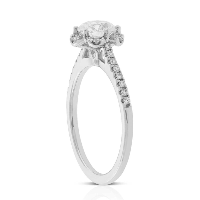 Ben Bridge Signature Diamond Floral Halo Ring 18K, 1 ct. Center image number 1