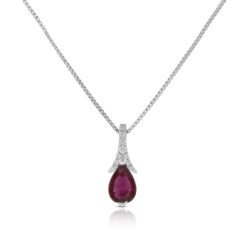 Pear-Shaped Ruby & Diamond Necklace 14K image number 0