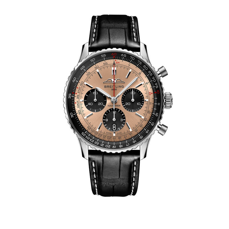 Breitling Navitimer B01 Chronograph Watch Steel Case Copper Dial Black Leather Strap, 43mm image number 1