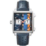 TAG Heuer Monaco Gulf Calibre 11 Automatic Mens Blue Leather Chronograph Watch