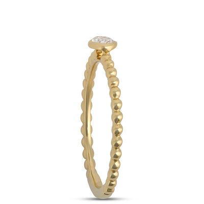Oval Diamond Ring with Beaded Shank, ⅕ Carat Total Weight, 14K Yellow Gold
