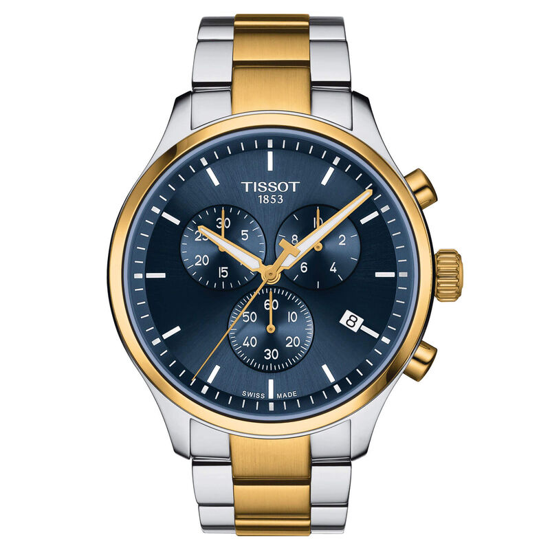 Tissot Chrono XL Classic Gold PVD Blue Dial Quartz Watch, 45mm image number 1