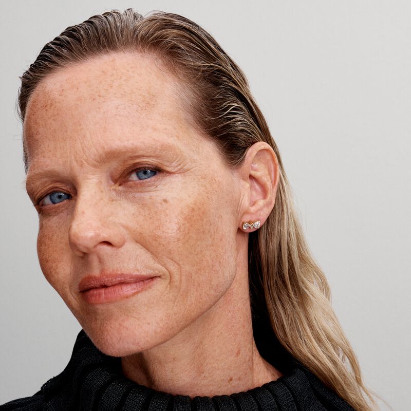 Sparkling Bow Stud Earrings image number 1