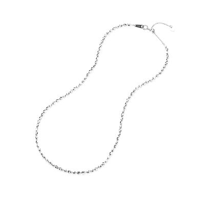 Platinum Born Adjustable Diamond Cut Bead Station Necklace