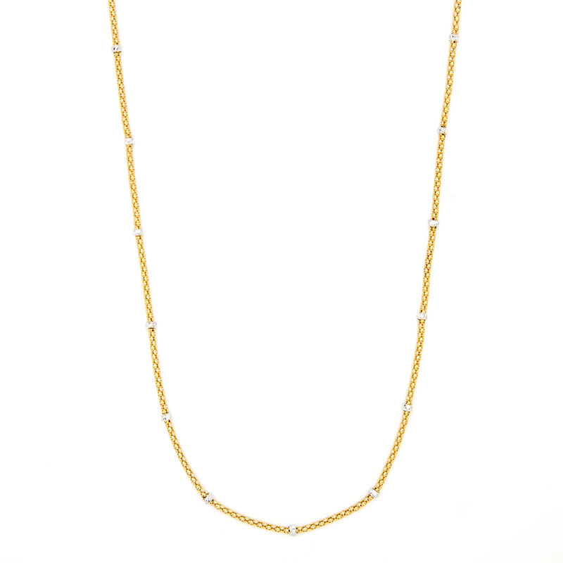18-Inch Popcorn Chain With Gold Bead Stations, 14K White and Yellow Gold image number 0