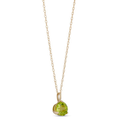 Classic Peridot Three-Prong Pendant Necklace, 14K Yellow Gold