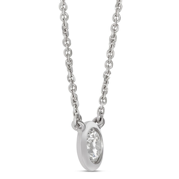 Bezel-Set Solitaire Diamond Necklace, 18K White Gold