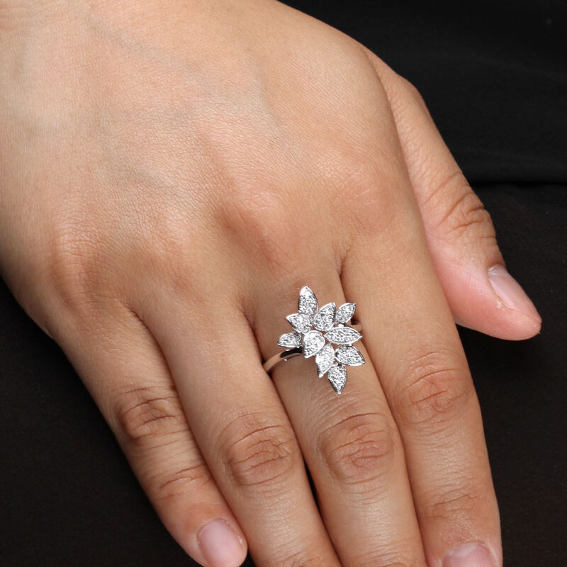 Diamond Cluster Petal Ring 14K image number 1