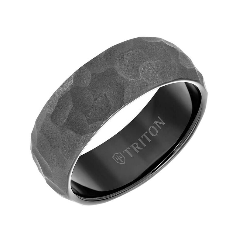 TRITON RAW Contemporary Comfort Fit Hammered Band in Black Tungsten, 8 mm image number 0