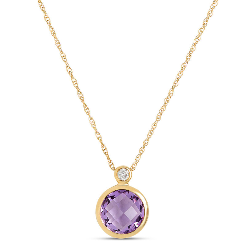 Round Amethyst Pendant Necklace, 14K Yellow Gold image number 0