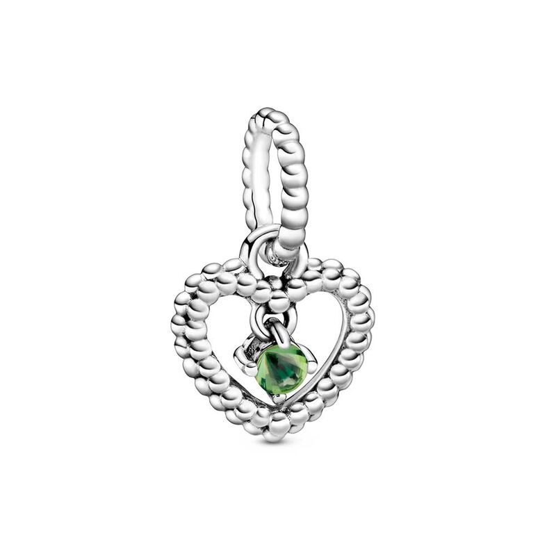 Pandora Spring Green Crystal Beaded Heart Dangle Charm image number 1