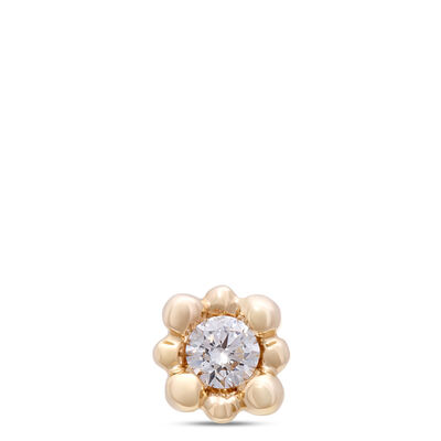 Beaded Diamond Single Stud Earring, 14K Yellow Gold