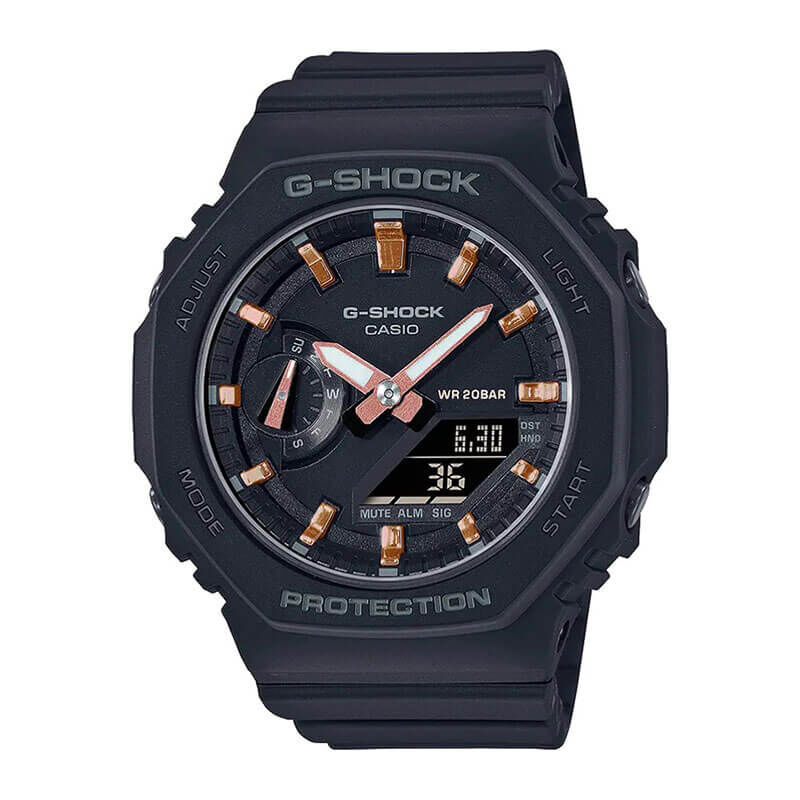 G-Shock Black & Rose Detailed Octagon Bezel Watch, 46.2mm image number 1