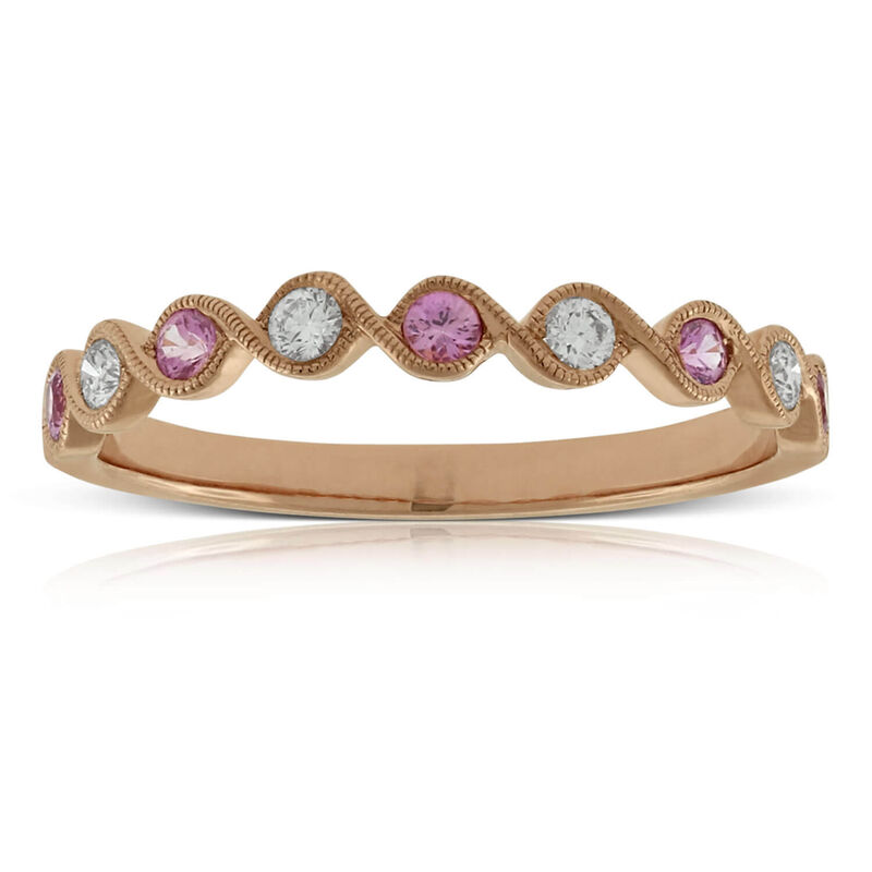 Rose Gold Pink Sapphire & Diamond Ring 14K image number 0