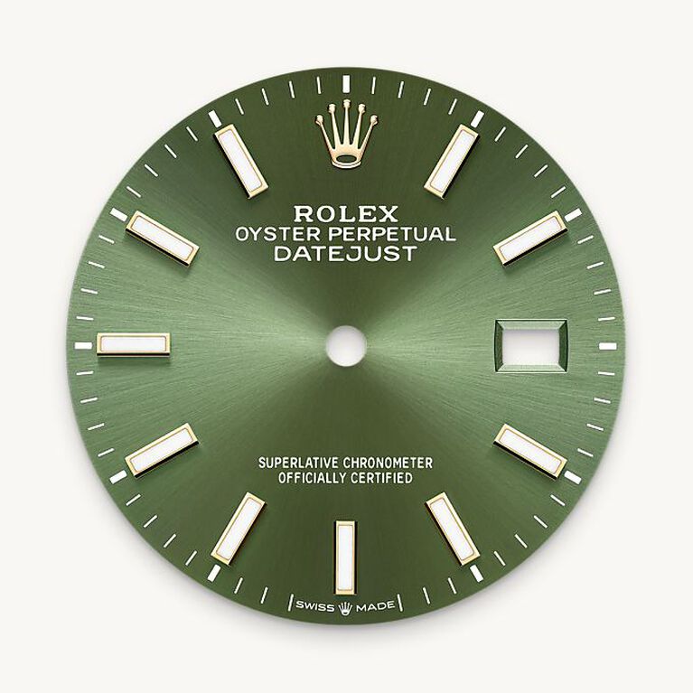rolex datejust in yellow rolesor - combination of oystersteel and yellow gold, m126203-0058 - olive-green dial - ben bridge