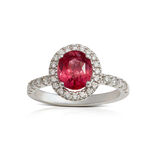Oval Pink Spinel & Diamond Ring 14K