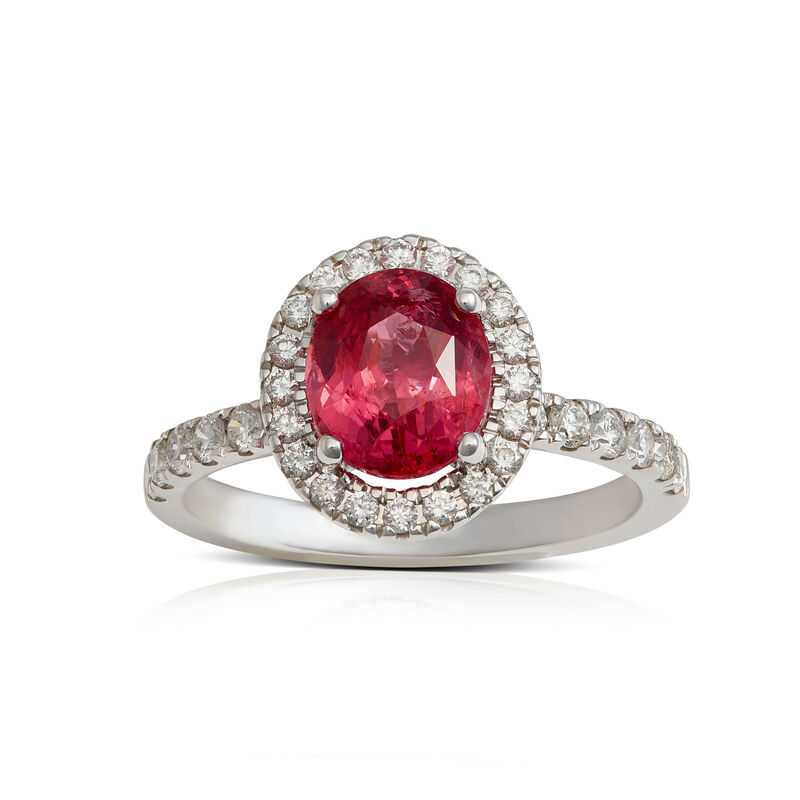 Oval Pink Spinel & Diamond Ring 14K image number 1