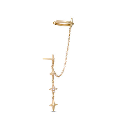 Triple Star Dangle Earring, 14k Gold