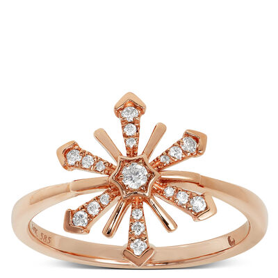 Diamond Flower Ring, 14K Rose Gold