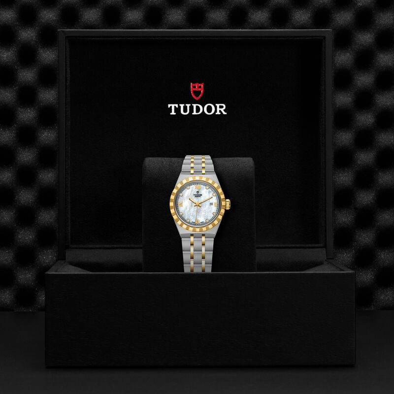 TUDOR Royal Watch Steel Case Gem Set White Dial Steel and Gold Bracelet, 28mm image number 4