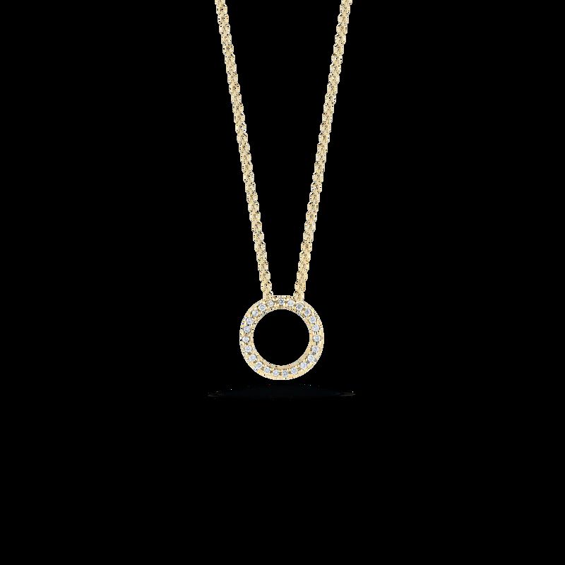 Roberto Coin Tiny Treasures Small Diamond Circle Necklace 18K Yellow Gold, 18 Inches. image number 0
