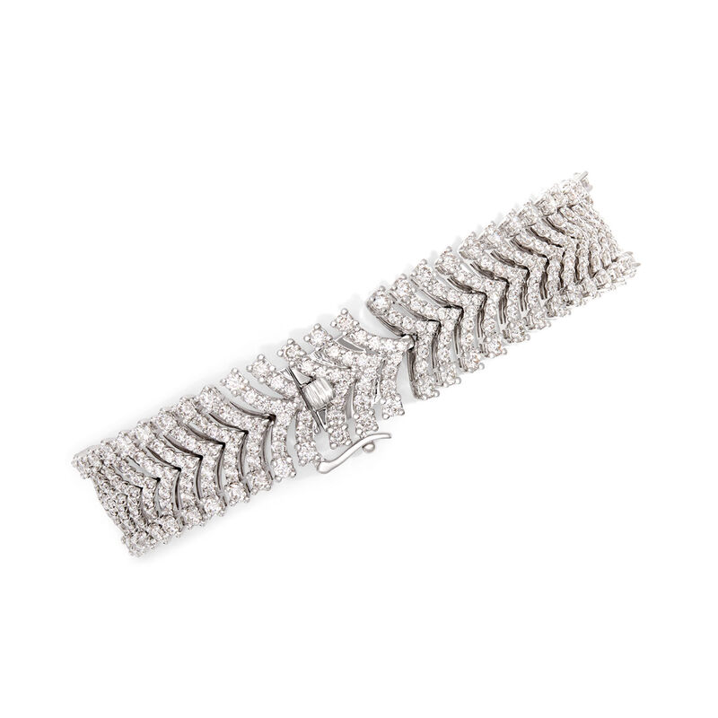 Elegant Multi-Row Diamond Bracelet, 10 Total Carat Weight, 14K White Gold image number 3