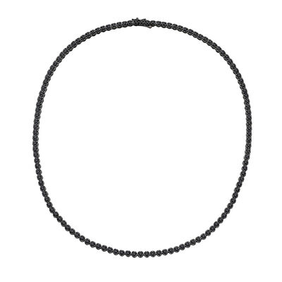 24-Inch Black Diamond Necklace, Rhodium Sterling Silver