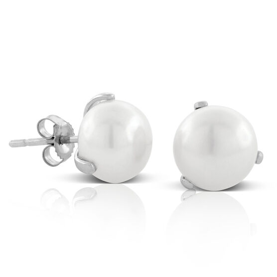 Cultured Freshwater Button Pearl Stud Earrings 14K