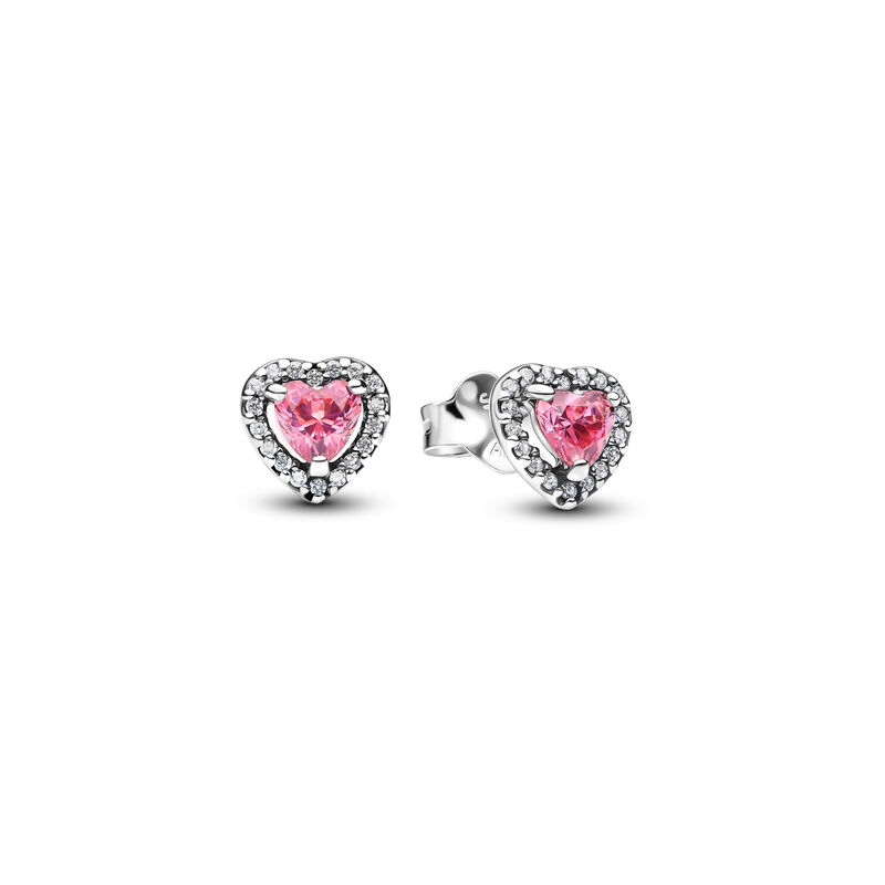 Pandora Elevated Pink Heart Stud Earrings image number 0