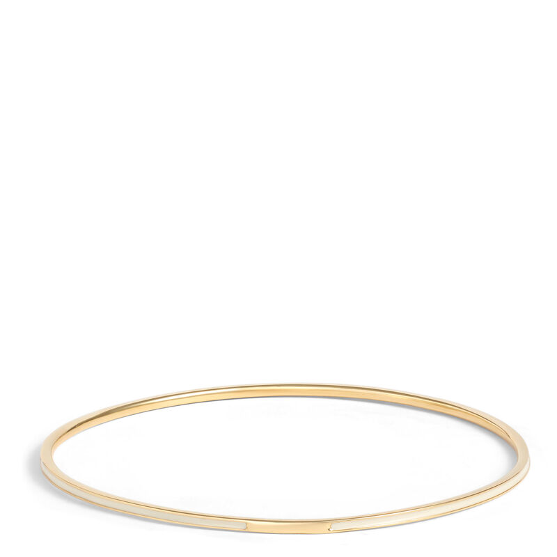 Toscano White Enamel Slip On Bangle, 14K Yellow Gold image number 1