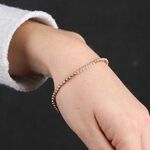 Rose Gold Stretchy Moon Cut Bead Bracelet 14K