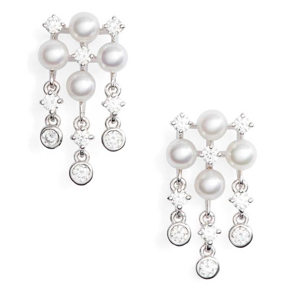 Mikimoto 8mm Pearl and Diamond Flower Earrings MEA10320ADXZ
