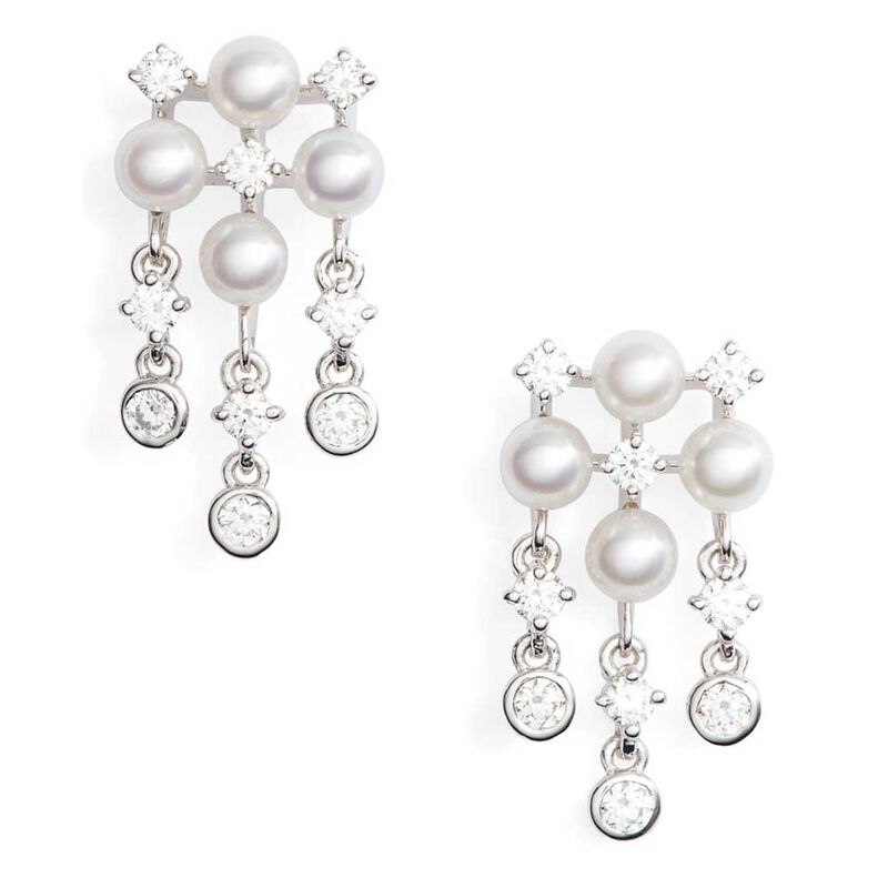 Mikimoto Akoya Cultured Pearl & Diamond Earrings 18K image number 1